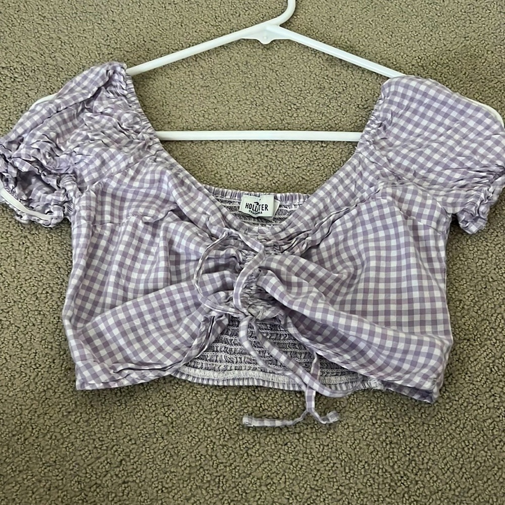 purple scrunched crop top